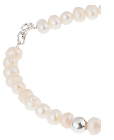 Pulsera de Perlas con Bola 8mm de Plata .925